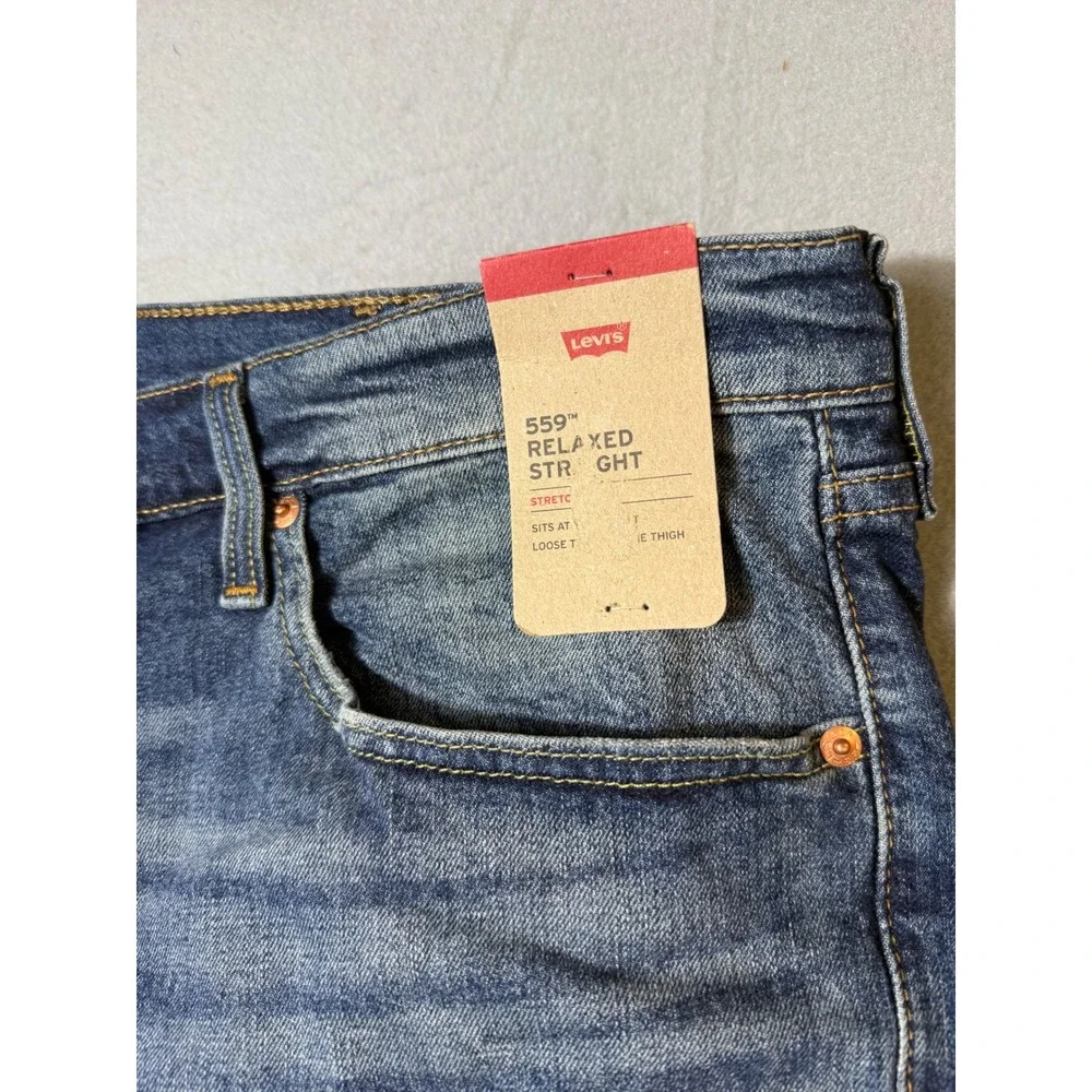 Levis 559 Relaxed Straight Mens Jeans 44x32 Blue NEW Stretch 01559-0086